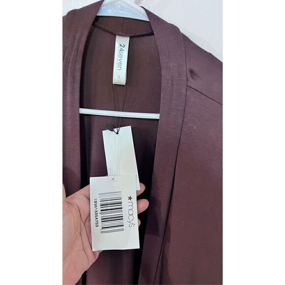 24Seven Comfort Apparel Womens Open Front Cardigan Brown Plus Size 1X P1-256 NWT - Picture 6 of 13